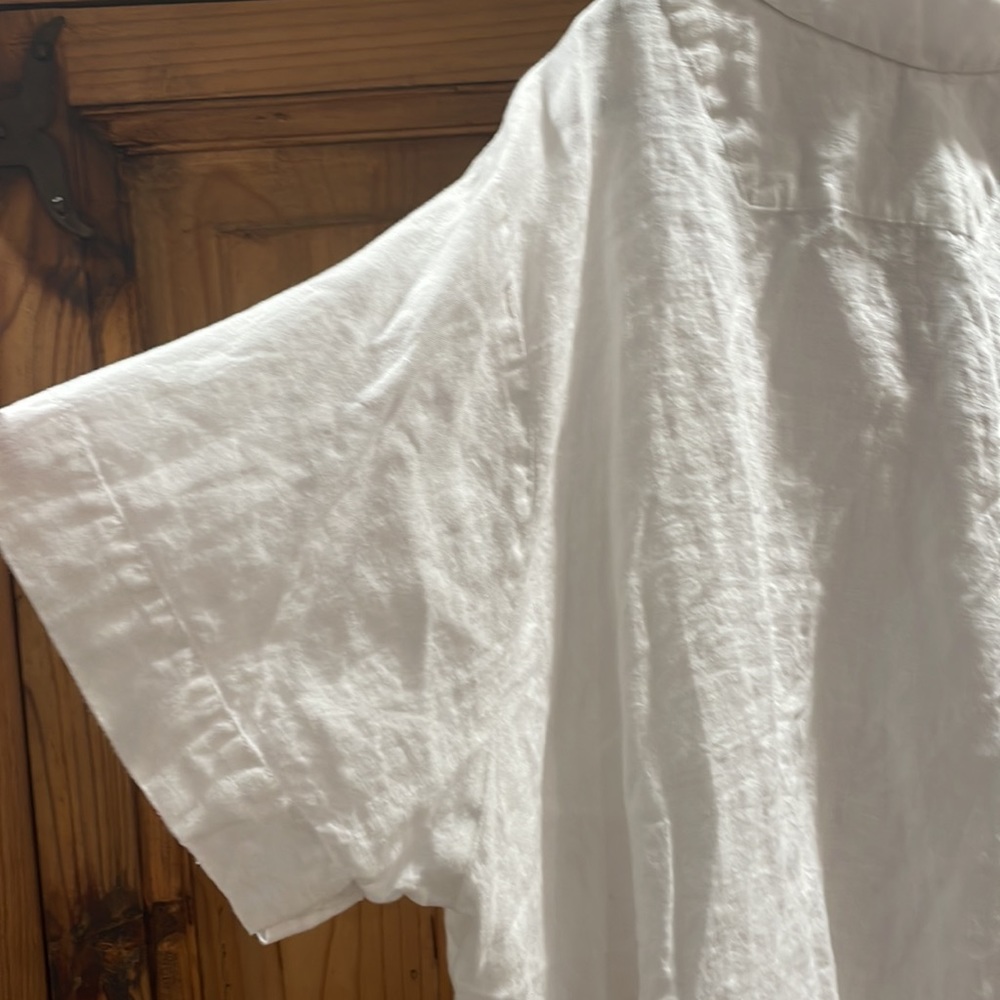 Quince Sz L 100% Linen White Blouse - Picture 4 of 5